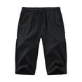 thumbnail image 2 of Innerwin Capri Pants Elastic Waist Men Yoga Pant Beach Solid Color Lightweight Capris Black S, 2 of 3