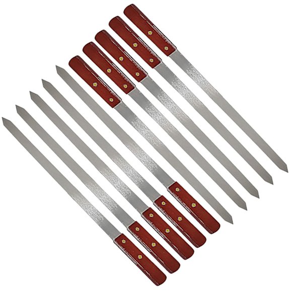 10 pcs Flat Stainless Steel Kebab Skewers 24 Inch Turkish Skewer Adana Kebab Skewer Meat Fork Long Shish Kebab Barbecue Accessories