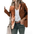 thumbnail image 5 of Lapel Single Breasted Solid Color PU Leather Women's Coat, 5 of 6