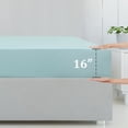 thumbnail image 4 of Bamboo Fitted Sheet Soft Silky Cooling Sheets with 16" Deep Pocket Light Blue Queen, 4 of 7