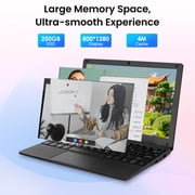 Portable Mini 10.1inch Education Laptop Computer, Windows11 Netbook, Intel Celeron N4000 CPU 8GB RAM 250GB SSD HD IPS Screen, Laptop Computer for Learning, Office Work