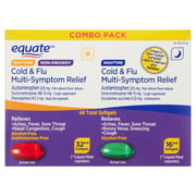 Equate Cold & Flu Multi-Symptom Relief Daytime and Nighttime Softgels, 48 Count