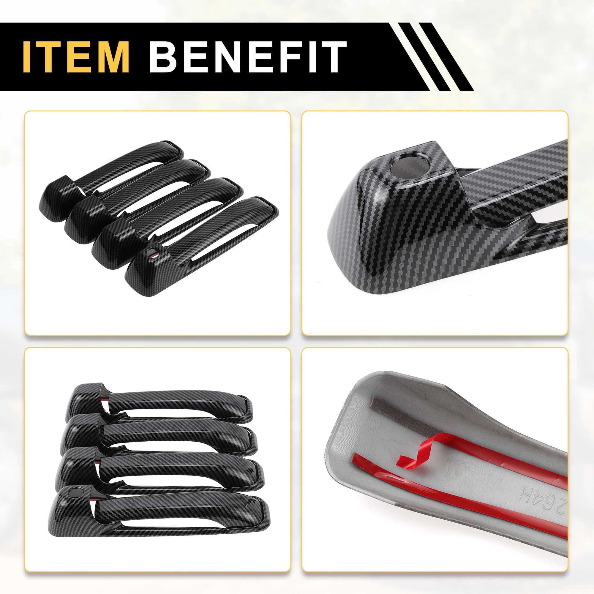 Unique Bargains 4pcs Exterior Door Handle Cover for Dodge for Ram 1500 2009-2018 ABS Black