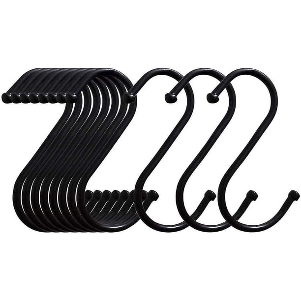 10 paquetes de ganchos en forma de S, ganchos negros en forma de S de metal pesado, adecuados para cocina, baño, oficina, jardín, 3,2 pulgadas