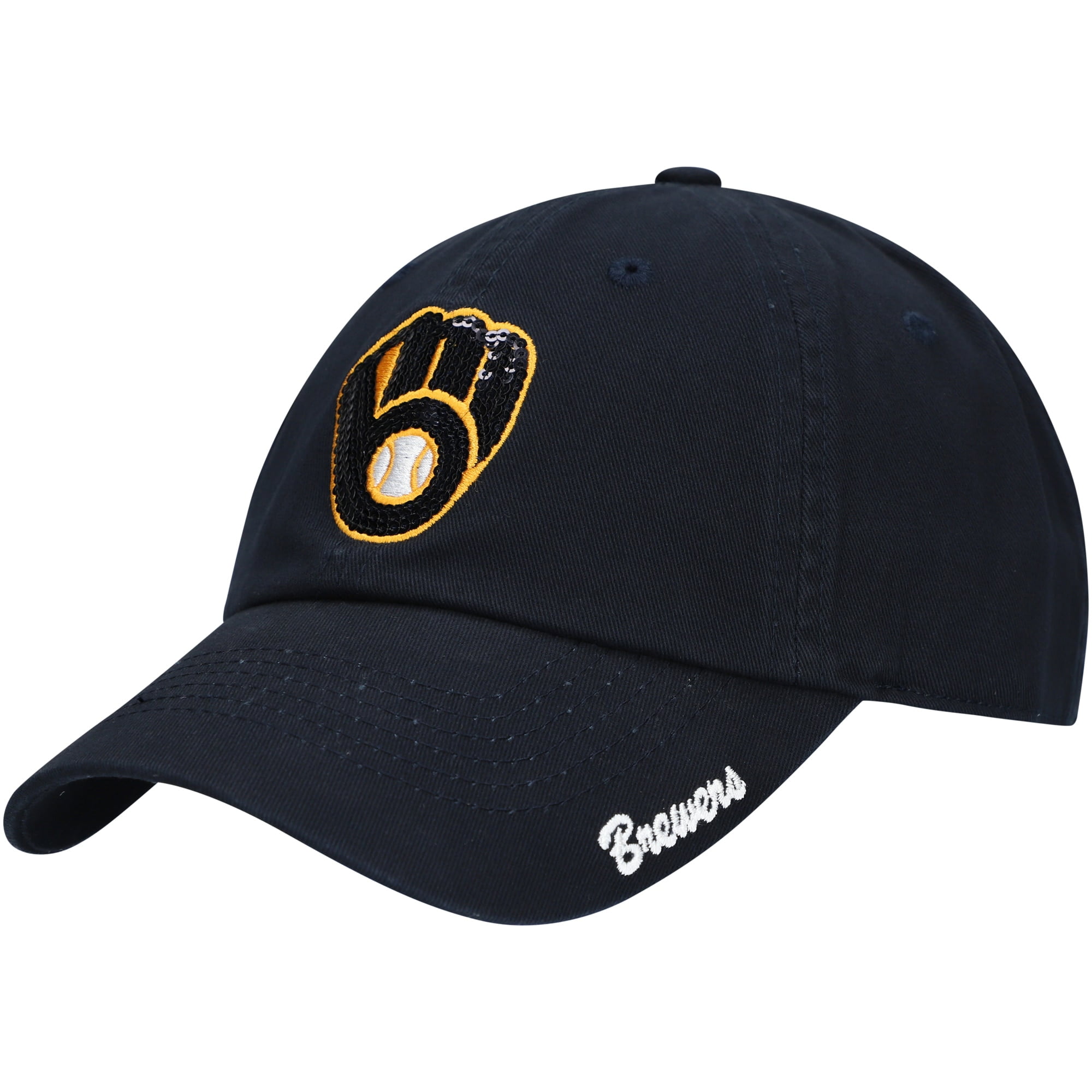 Women's Navy Milwaukee Brewers Team Color Sparkle Adjustable Hat OSFA