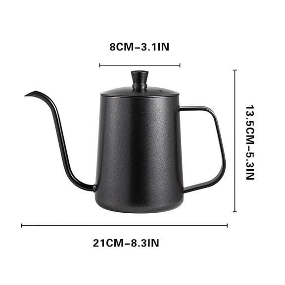 Stainless Steel Pour Over Coffee Kettle 600ml Gooseneck Drip Coffee Pot for Pour Over Brewer with Long Thin Spout Portable Hand Brew Coffee Maker for Household Kitchen Outdoor Camping Travel
