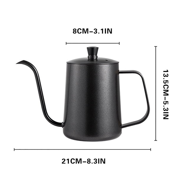 Stainless Steel Hand Brewed Coffee Pot, Portable 600ml Gooseneck Kettle for Pour Over, Outdoor Camping