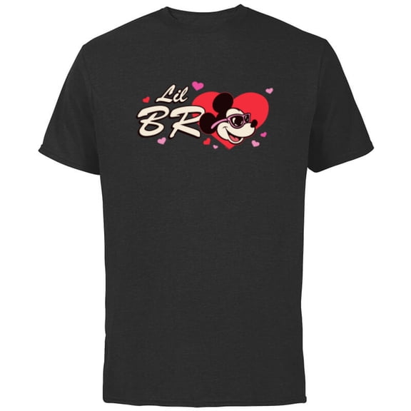 Disney Valentine's Day Lil Bro Gift Family Matching Trip - Short Sleeve Cotton T-Shirt for Adults - Customized-Black