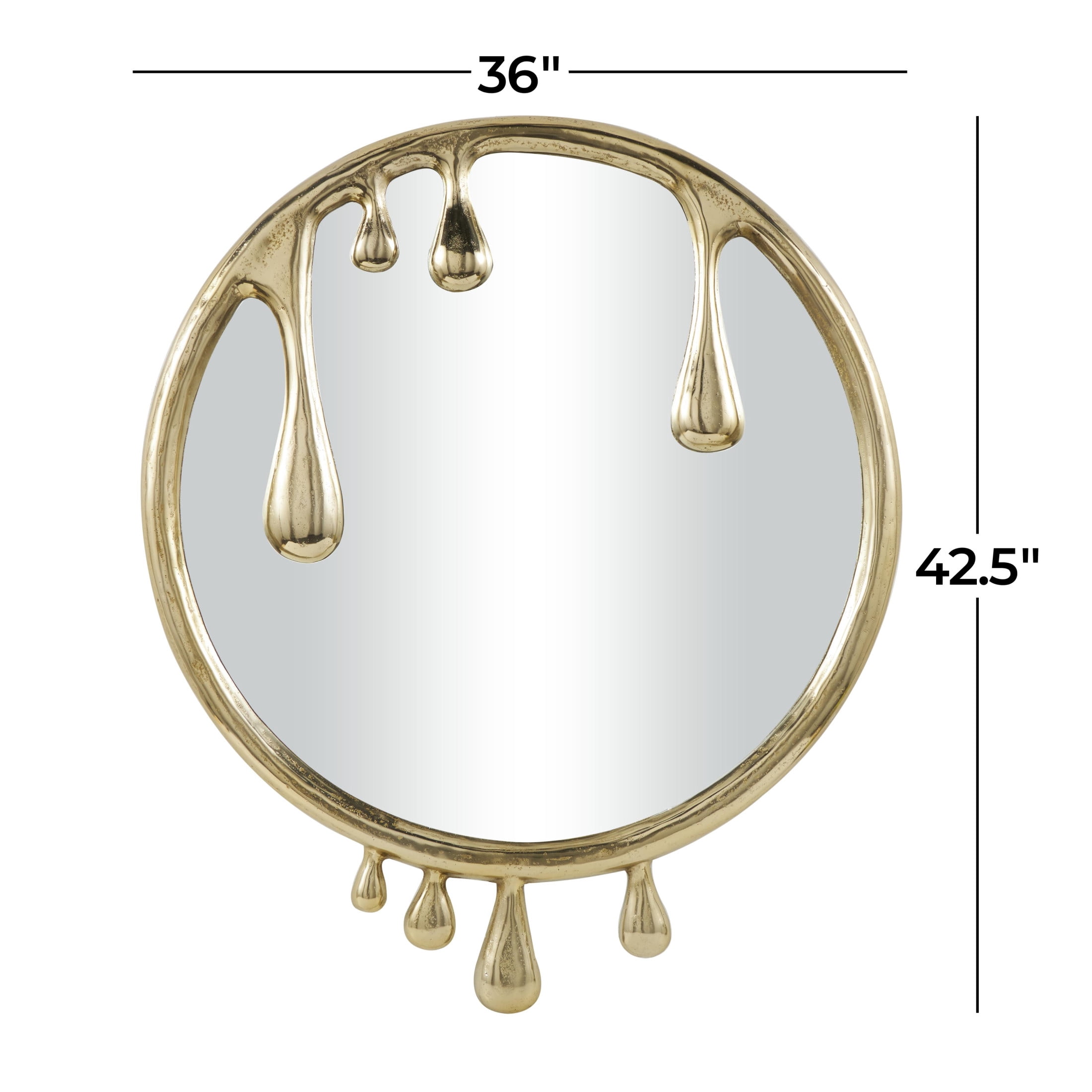 DecMode 36" x 43" Gold Melting Drip Abstract Wall Mirror