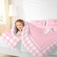 thumbnail image 2 of Erosebridal Pink Grid Bow Queen Comforter Set, Watercolor Princess Bow Bedding Comforter Set for Women Girls, Pink Reversible, 3 Pieces, 2 of 6