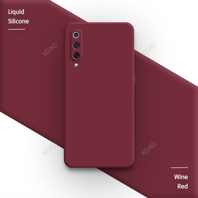 Basic Pure Candy Color Case for Xiaomi Mi 9 Mi9 SE Pro Lite Explorer 9SE 9Pro 9Lite Funda Soft Square Liquid Silicone Back Cover Wine Red Xiaomi 9 Lite