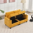 thumbnail image 5 of JUSTLET Velvet Loveseat Sofa Couch with Storage, 2 Seater Modern Couch with Storage Arm and Cup Holders for Living Room Bedroom Office Apartment, Yellow, 5 of 7