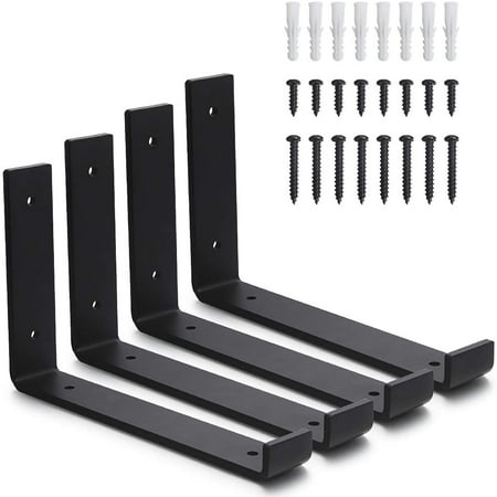 

Butizone Metal Shelf Bracket 4 Pack DIY Open Shelving Black (11.25 )