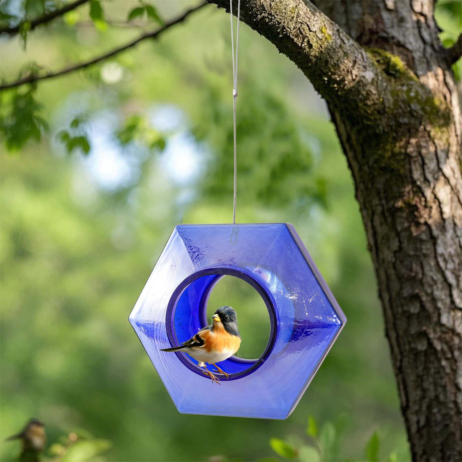 Kugisaki Glass Bird Feeder Outdoor Hanging Hummingbird Feeder for Garden Yard Patio Decor, Easy to Fill & Clean Ideal Gifts