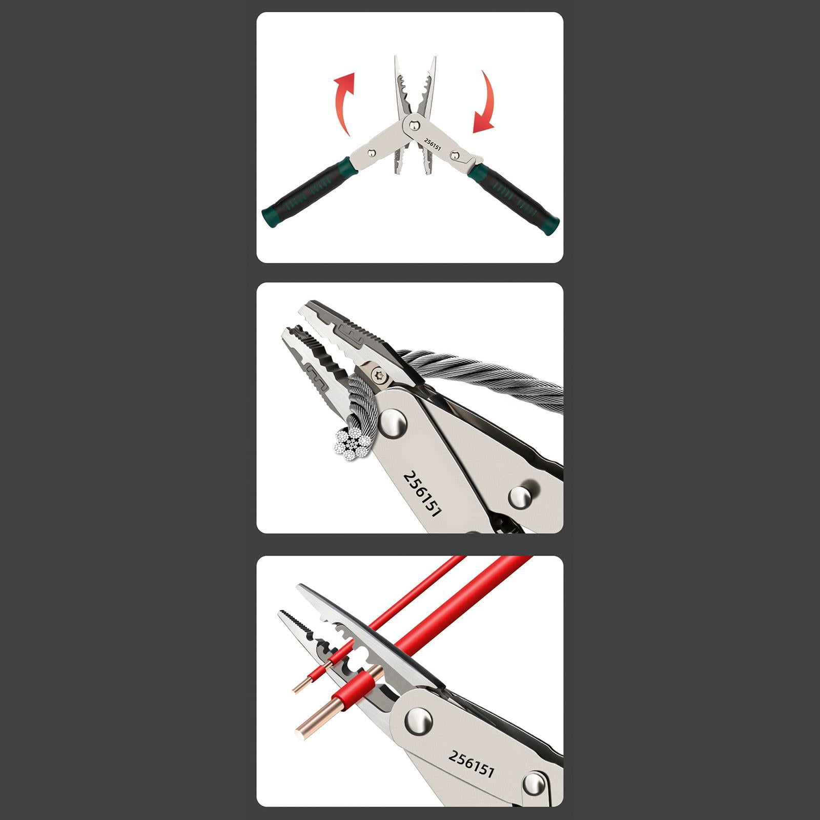 Fzaqwen Wire Stripper, Multifunctional, Professional, Double-headed, Malleable, Wire Cutter, Electrician's Pliers, Carbon Steel, 8 Inches