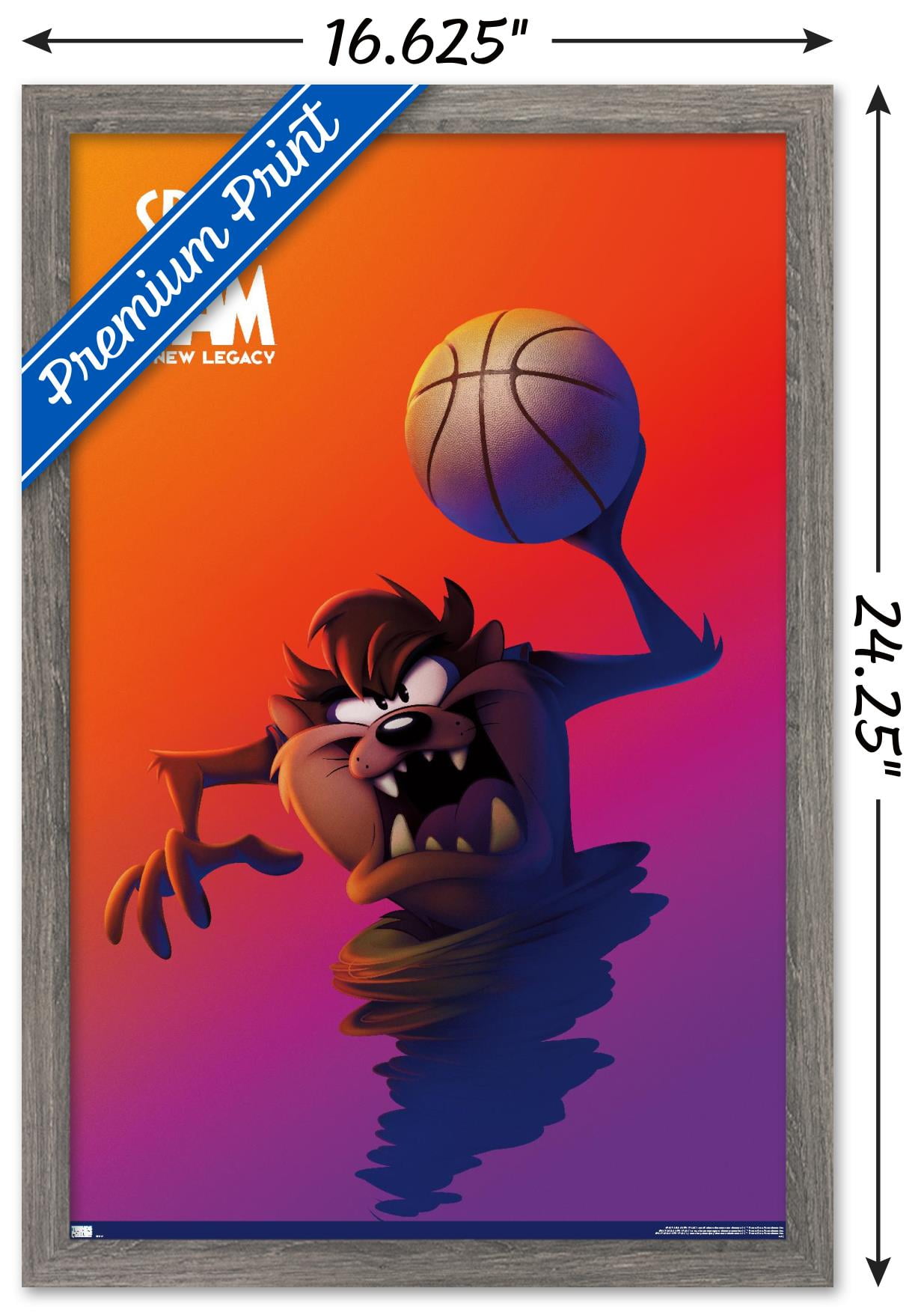 Space Jam: A New Legacy - Tasmanian DeVil One Sheet Wall Poster, 14.725" x 22.375", Framed