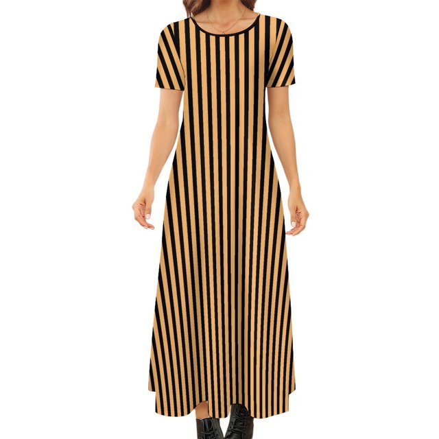 Abstract Striped Dress Geometry Shape Streetwear Bohemia Long Dresses Female Modern Maxi Dress Birthday Present