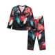 thumbnail image 1 of Fotbe Red Flame Wolf Head Conjunto de Pijama de Manga Larga para Mujer con Estampado, Ropa de Dormir de 2 Piezas, Conjunto de Casa Suave y Cómodo con Bolsillos-Small, 1 of 7