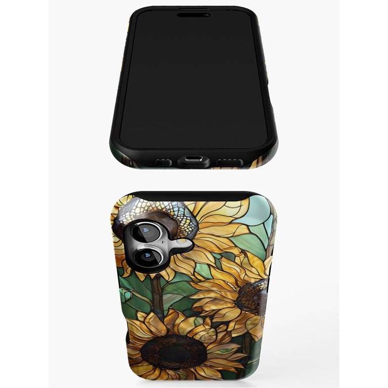 Stained Glass Sunflowers in Gold and Green Tough Case for Apple iPhone ...