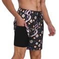 thumbnail image 3 of Haiem Snake And Floral1 Mens Swim Trunks with Compression Liner 2 in 1 Swimming Shorts Stretch Swimwear Quick Dry,Board Shorts-Large, 3 of 9
