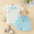 thumbnail image 5 of Children's Casual Girls' Short Sleeved Ruffled Bow Top With Lace Up Shorts Set Boys Clothes Sets Bowtie Boys Baby Boys Gentleman Outfit Suit Sets, 5 of 9