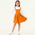 thumbnail image 5 of ZQUUVOU Kids Girls Jumper Dress Elastic Waist Comfortable Playwear Back To School Knee Length Romper Outfit Orange, 5 of 6