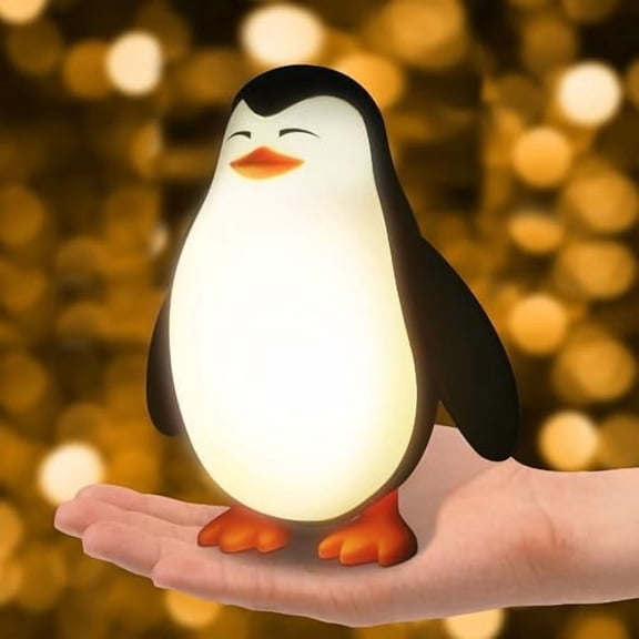 Cute Penguin Night Light for Kids, 3 Level Dimmable Nursery Nightlight Lamp, Cute Silicone Squishy Lighted Penguin Tap Light, Rechargeable Bedside Touch Lamp for Toddler Baby