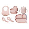 thumbnail image 1 of Napperons Ronds pour Table à Manger, Chemin de Table avec 6 Tapis de Placement, Chemin de Table Tissé, Grands Tapis de Table Ronds, Ensemble de 4 Napperons pour Table de Cuisine, Ensemble d'Alimentation en Silicone pour Bébé, Sevrage Dirigé par Bébé, 1 of 4