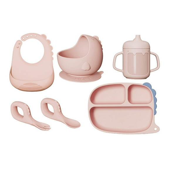 Silicone Baby Feeding Set Baby Led Weaning Supplies With Suction Cup Divider Tray Toddler Self Feeding Tableware Set