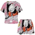 thumbnail image 2 of Cuphead Mugman Cartoon Summer Home Suit For Womens Short-Sleeved Pajama Set 2pcs Loungewear Soft Sleepwear T-Shirts Tee Shirt Top And Short Sleeping Pants, 2 of 8