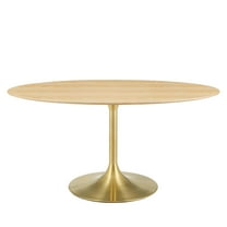 Dining Table, Oval, Wood, Gold Brown Natural, Modern Contemporary Urban Design, Kitchen Room Cafe Bistro Restaurant Hospitality