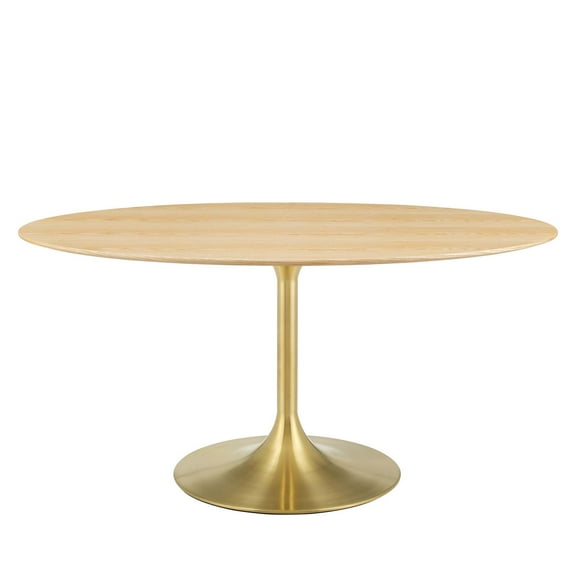 Dining Table, Oval, Wood, Gold Brown Natural, Modern Contemporary Urban Design, Kitchen Room Cafe Bistro Restaurant Hospitality