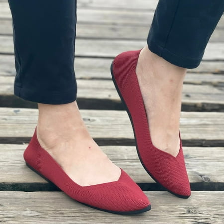 

Ykohkofe Women Casual Shoes Flat Soft Sole Solid Color Breathable Slip On Casual Shoes