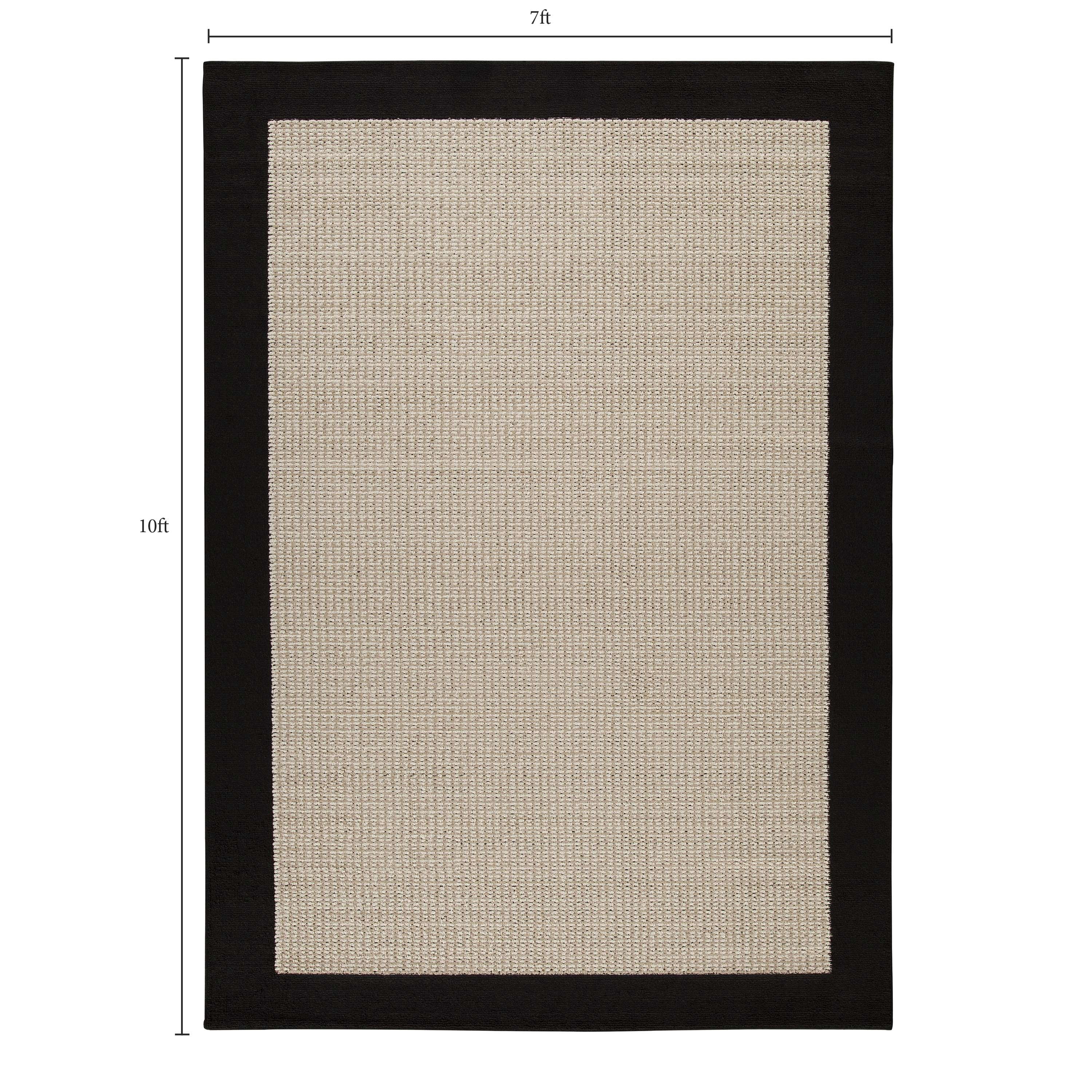 Mainstays Farmhouse Faux Sisal Olefin Black Border Indoor Living Room Area Rug, 7'x10'