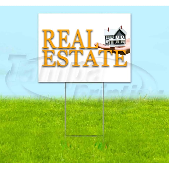 Real Estate (18" x 24") Yard Sign, Includes Metal Step Stake