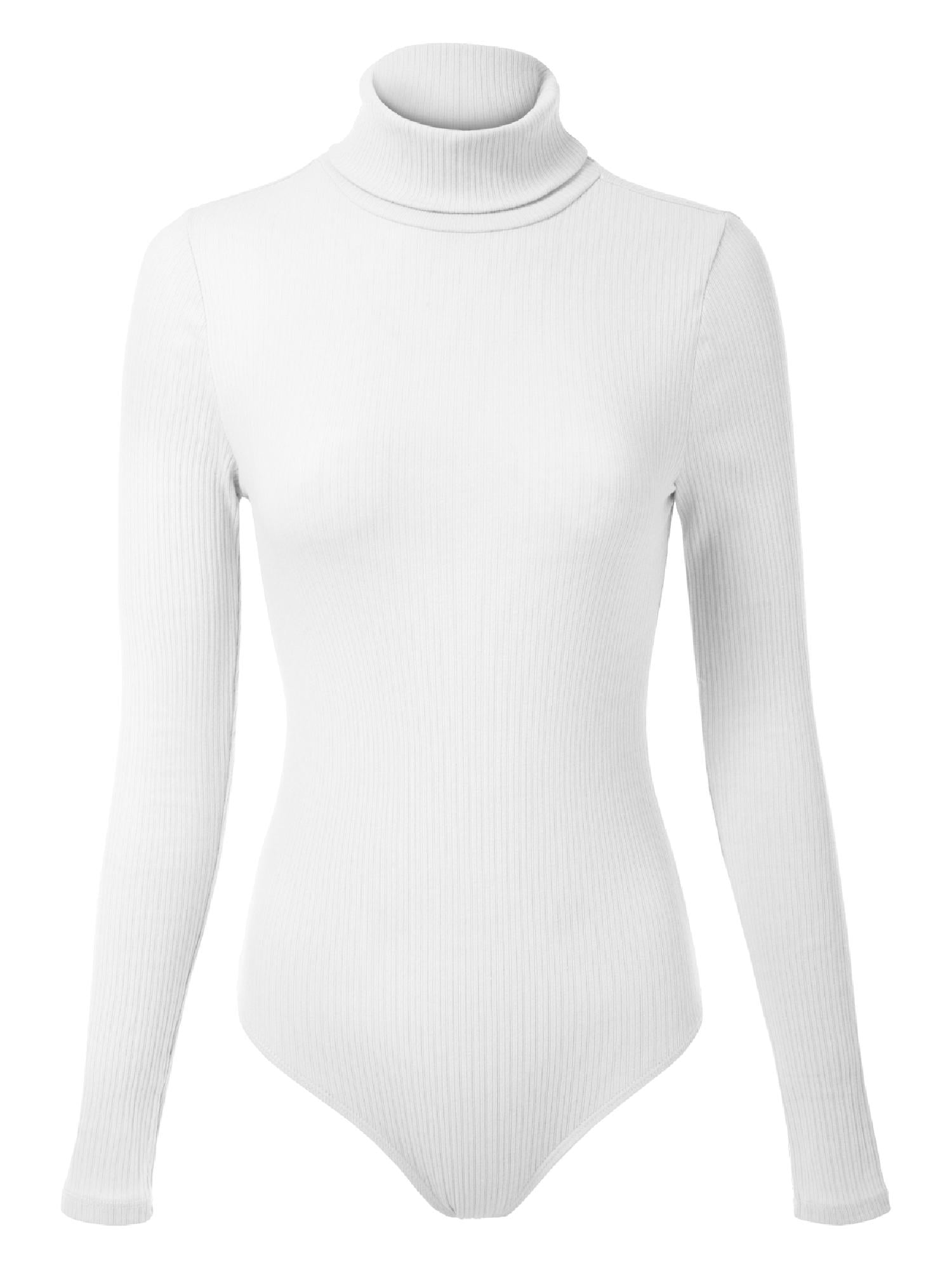 Made by Olivia Women's Solid Long Sleeve Turtleneck Ribbed Sweater Bodysuit  - Walmart.com