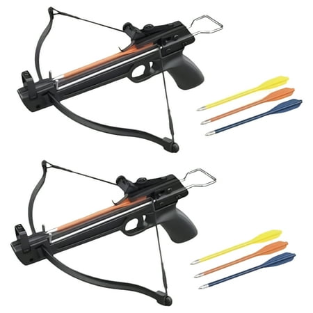 2 Pack 50 Lb Crossbow Gun Pistol Hand Held Archery Hunting Cross Bow w/ Arrows