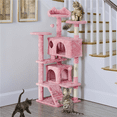 thumbnail image 2 of Alden Design 54.5" H Double Condo Cat Tree with Scratching Post Tower, Pink, 2 of 8