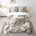 thumbnail image 3 of Manfei Emboss Owl Print Twin Bedding, White Floral Groovy Bedding Comforter Set, Off White, Reversible, 7-Piece, 3 of 6