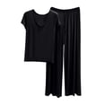 thumbnail image 1 of Ensembles de Pyjama pour Femmes en Modal, Hauts Doux à Manches Courtes et Pantalons à Jambes Larges, Tenue de Nuit, Ensemble de Pyjamas 2 Pcs, 1 of 3