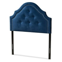 Bowery Hill Modern Velvet Tufted and Twin Headboard in Royal Blue