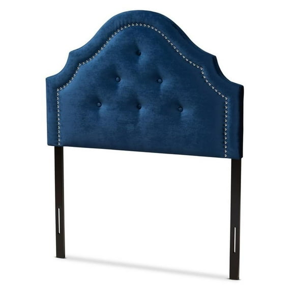 Bowery Hill Modern Velvet Tufted and Twin Headboard in Royal Blue