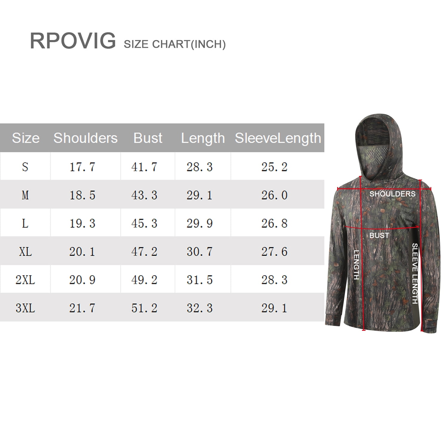 RPOVIG Camo Hunting Long-Sleeve Hooded Sweatshirt for Men UPF 50+ Fishing Hiking Camp Shirt,S-3XL