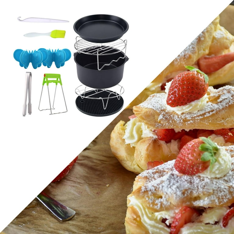 10Pcs 7 Inch Air Fryer Accessories Cake Basket Pizza Pan Stainless