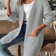 thumbnail image 4 of VISALY Long Cardigans Chunky Knit Cardigan Cardigan Sweaters for Women with Pocket Trendy Casual Long Sleeve Tops Open Front Fall Winter Coats Cardigan with Pockets Soft Cardigans Grey M, 4 of 9