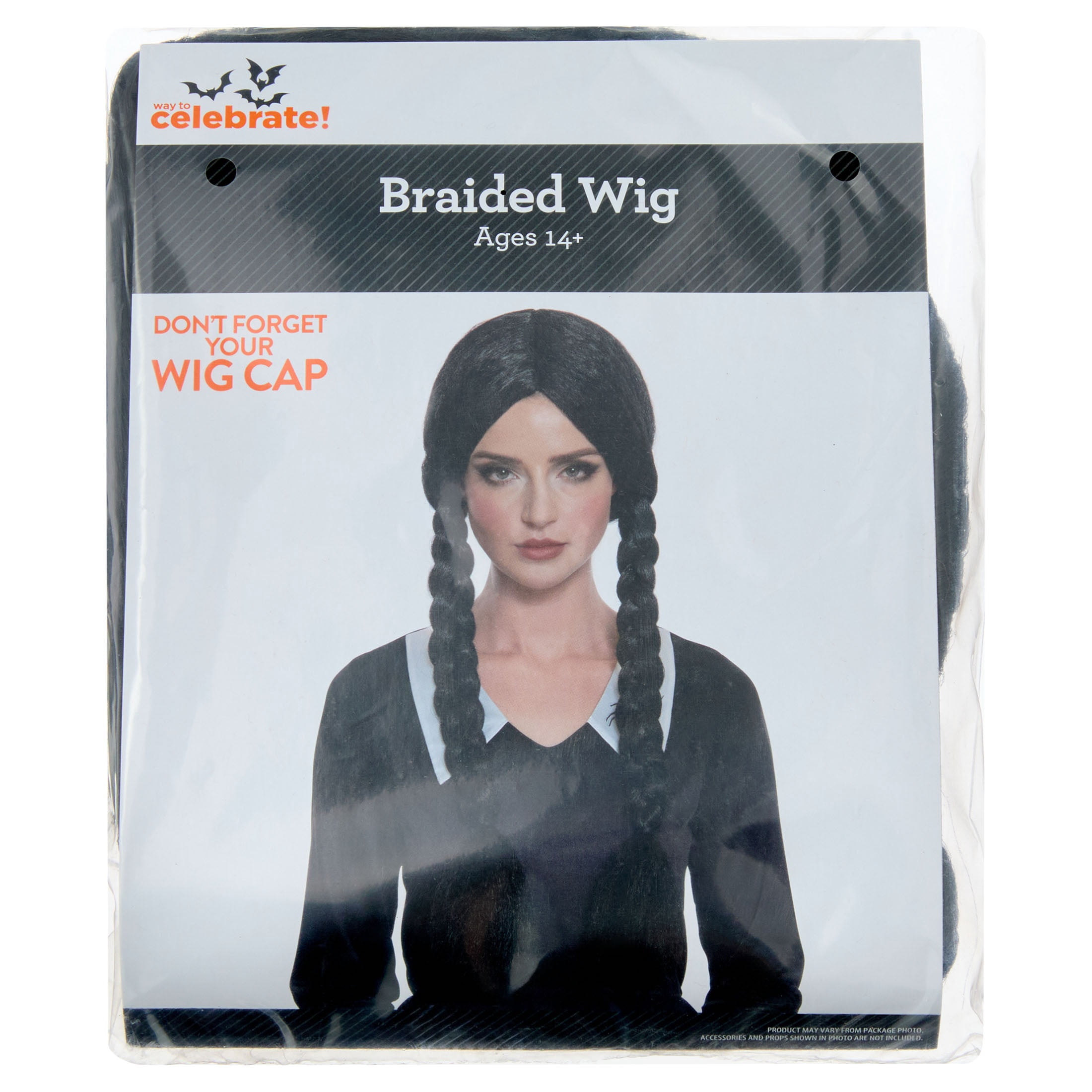 Braided Pigtails Wig Costume Accessory for Adults, Black, Halloween by Way To Celebrate