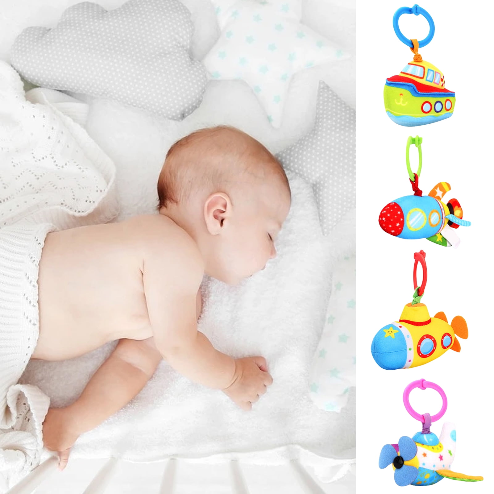 Neinkie Realistic Stroller Plush Toy Exquisite Workmanship Fabric Portable Transportation Shape Stuffed Doll for Baby