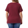 thumbnail image 4 of DARING DIVA Women's Plus Women's Waffle Tunic Tops  Button V Neck Casual Blouse 2X Wine, 4 of 6