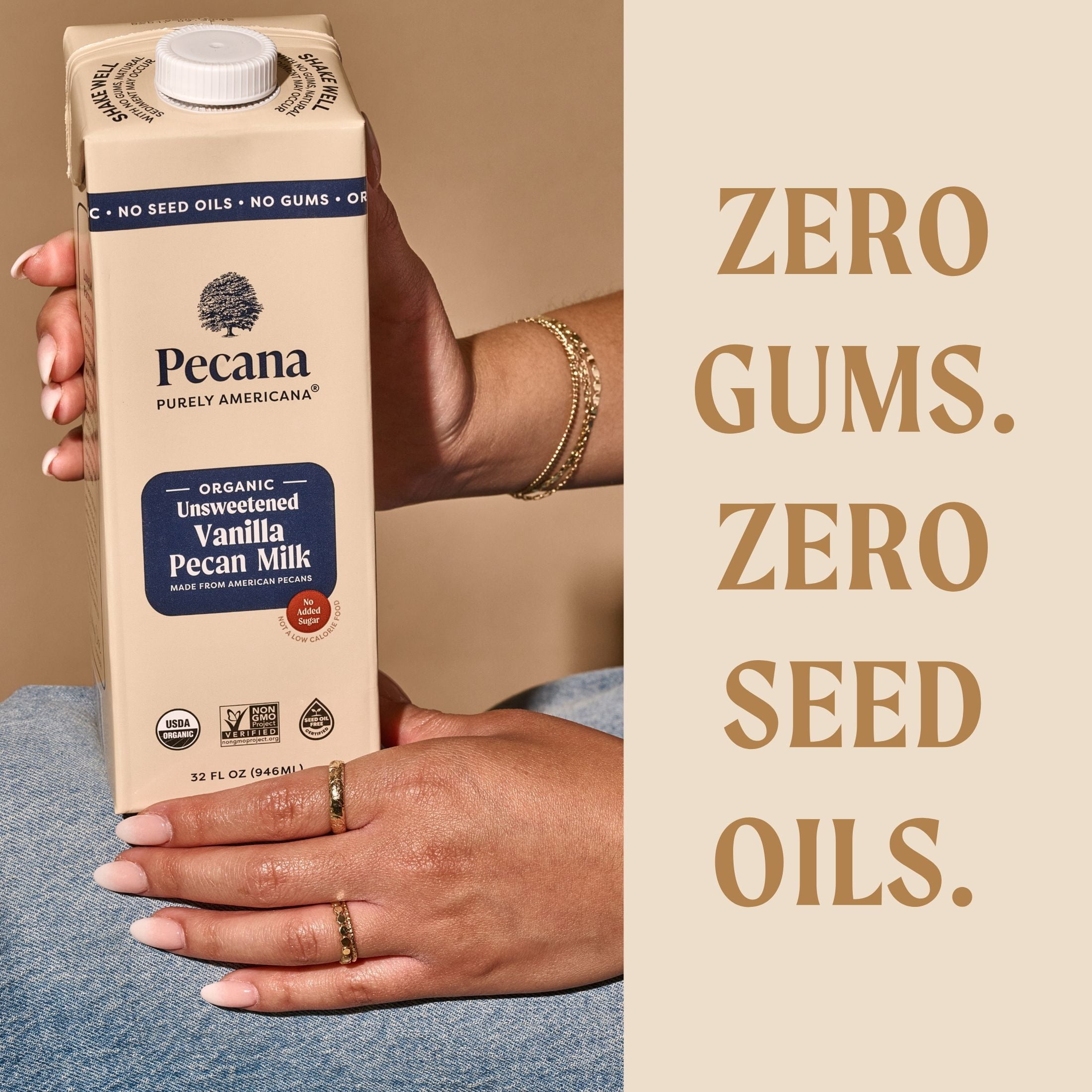 Pecana USDA Organic Unsweetened Vanilla Pecan Milk, 32 fl oz Carton