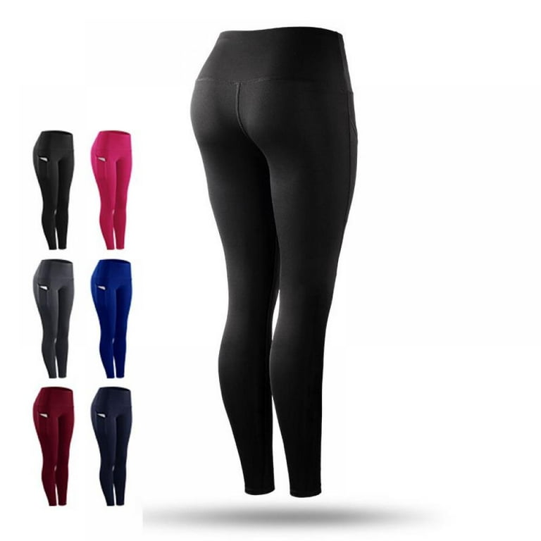 3 Pack Leggings with Pockets for Women - High Waisted Tummy
